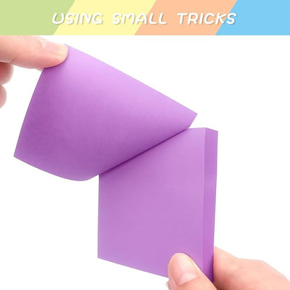 Sticky Notes 3x3 Self-Stick Notes Pads with 6 Bright Colors, Easy to Post for Office, Shool, Home, 6 Pads/Pack, 100 Sheets/Pad (Purple)