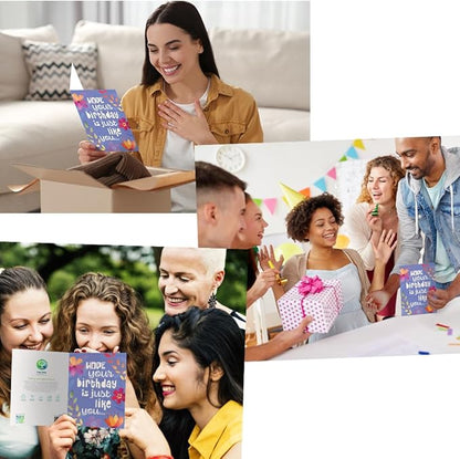 Tree-Free Greetings - Birthday Card - Artful Designs - 1 Card + Matching Envelope - Made in USA - 100% Recycled Paper - 5 x 7 - The Best (GO61207)