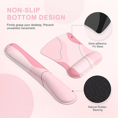 iCasso Mouse Pad with Wrist Rest, Keyboard Wrist Rest, Made of Memory Foam, Ergonomic Support, Easy Typing and Relieve Wrist Pain, Perfect for Gaming, Computer, Office, Laptop