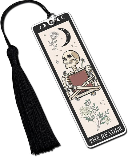 Octamber Book Lover Gifts for Women Christmas Bookmarks Funny Bookmarks for Women Men Tarot Bookmark Skeleton Tarot Cards Bookmark Horror Gifts Birthday Gifts Stocking Stuffers for Women Men Teens