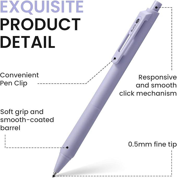 Gel Pens, 6 Pcs Quick Dry Blcak Gel Ink Pens, 0.5mm Fine Point Smooth Writing Pens for Journaling and Note Taking, Cute Aesthetic Pens for Women & Men-Pastel