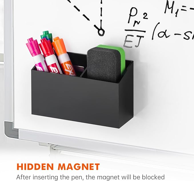 BEYGORM Magnetic Dry Erase Marker Holder for Whiteboard,Non-slip Acrylic Magnet Pen Holder for Fridge Refrigerator,Locker Organizer for Work,Locker Accessories,Pencil Cup for Desk(Black)