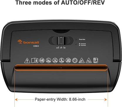 Bonsaii 10-Sheet Cross Cut Paper Shredder, 5.5 Gal Home Office Heavy Duty Shredder for Credit Card, Staple, Clip with Transparent Window(C209-D)