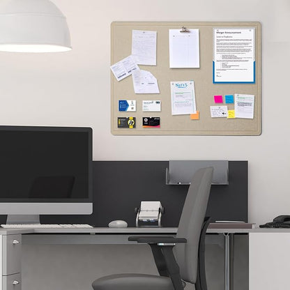 Bulletin Board, 24 x 18 inches Decorative Felt Pin Board, Cork Board Alternative for Wall, Foldable Photo Board with 20 Pushpins - Beige Brown