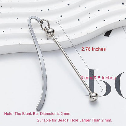 Beadable Bookmarks with Bar Bulk Metal DIY Blank Bookmark for Beads Jewelry Pendants Charms Modern Beading Book Make Marks Craft for Book Lovers Office Supplies (Silver) (10 Packs)