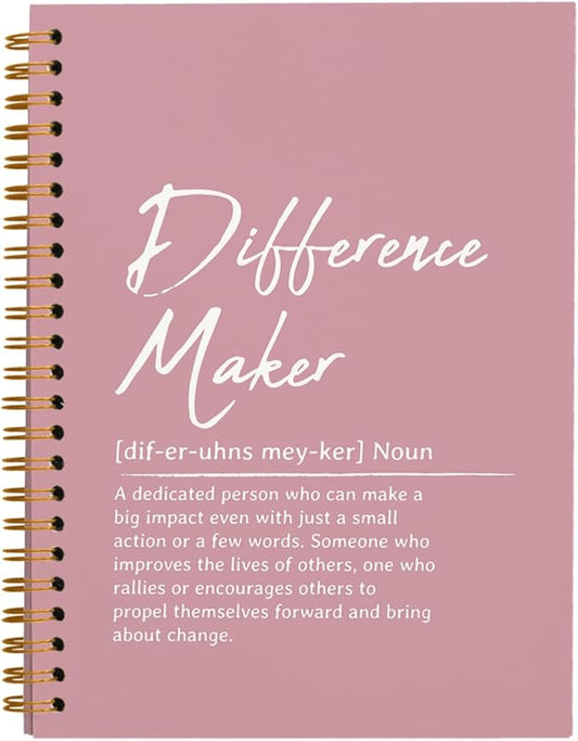OXW Difference Maker Appreciation Gift, Meeting Notebook for Work, Thank You Gifts for Leader Mentor Manager Boss, Office Supplies Social Worker Notebook, Pink Hardcover Spiral Notebook 5.5 x 8.3