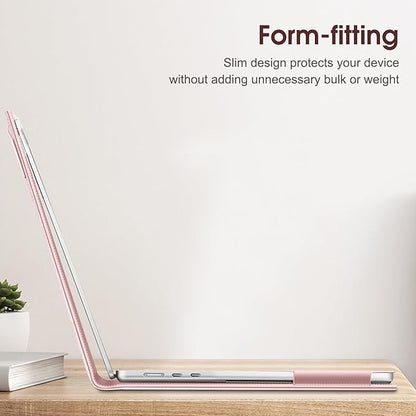 Fintie Sleeve Case for MacBook Air 15 Inch A3114 A2941 (2023 2024 Release), Premium PU Leather Folio Book Cover for MacBook Air 15.3" M2 M3 Chip with Liquid Retina Display and Touch ID, Rose Gold
