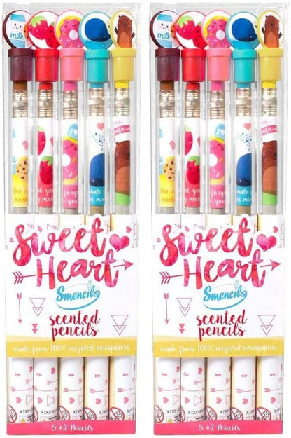 Scentco Sweetheart Smencils (2 Pack) - HB #2 Scented Pencils, 5 Count, Stocking Stuffer, Gifts for Kids, School Supplies, Classroom Rewards