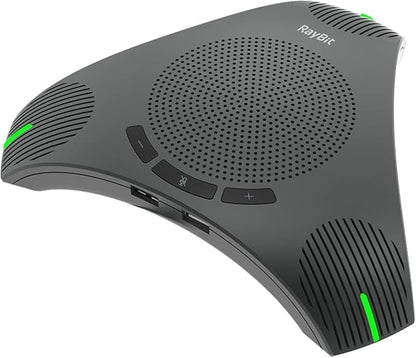 USB Speakerphone with Dual Hub - Conference Room Omnidirectional Microphone and Speaker, Computer Speakers with Microphone for Home Office, 360° Voice Pickup & Noise Reduction Mics for 8-10 People