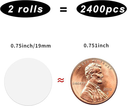 2400 Pieces 0.75 Inch Clear Transparent Round Waterproof Sticker,Envelope Tab Sealer and Retail Package Round Clear Seal Labels Self Adhesive Stickers