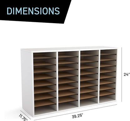 Safco Wooden Paper and Mail Organizer for Home Office and Classroom, Adjustable Shelves and Stackable