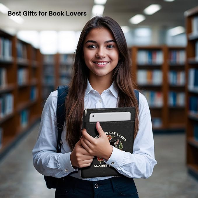 Book Themed Gifts Waterproof Book Sleeve Book Pouch Feminism Equality Rights Reading Gifts for Women Aunt Book Covers for Paperbacks Book Accessories Book Protector with Zipper and Front Pocket