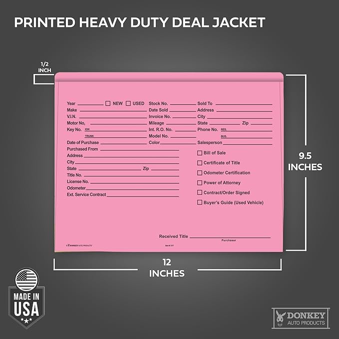 Printed Heavy Duty Deal Jackets - Pink (100 Shrink Wrapped)