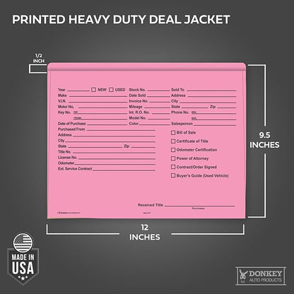 Printed Heavy Duty Deal Jackets - Pink (100 Shrink Wrapped)