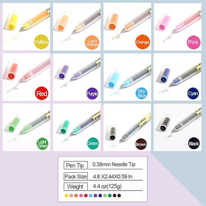 Colored Pens for Note Taking,0.38mm Ultra Fine Point 12 Multicolor Pen for Journaling Writing Drawing Coloring Planner Calendar,12 Count