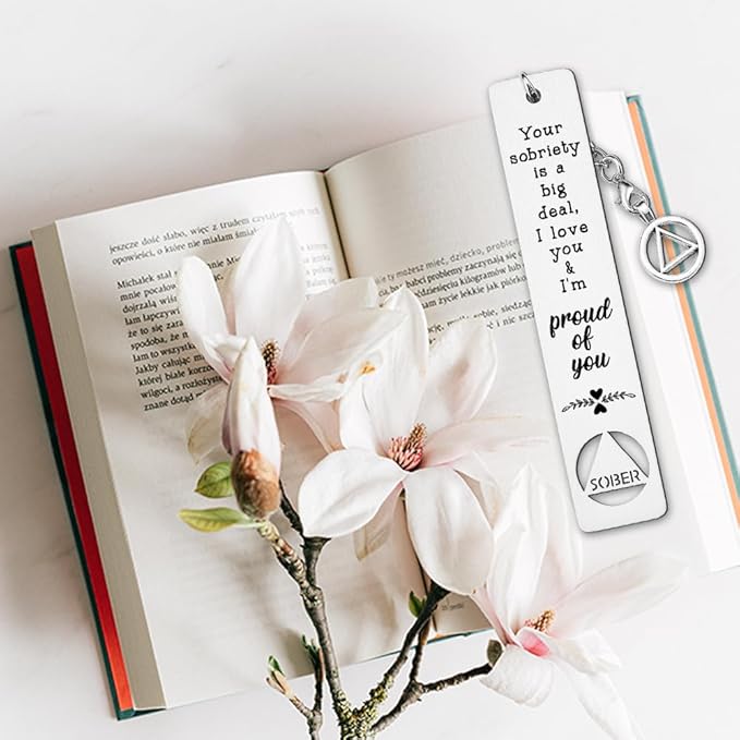 Sobriety Gift for Women Men, Proud of You Sobriety Bookmark, Alcoholics Addiction Stay Clean and Sober Bookmark, Inspirational Christmas Graduation Gifts-DB13