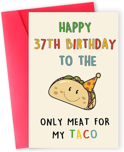 Funny 37th Birthday Gifts for Men Man, Unique 37 Years Old Birthday Decorations Gifts for Husband Boyfriend, Happy 37th Bday Card for Him, Taco 37 Mens Bday Ideas from Wife Girlfriend
