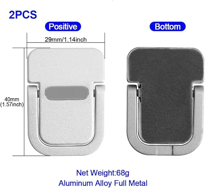 2Pcs Self-Adhesive Keyboard Stand for Desk, Adjustable Laptop Stand Riser Feet, Aluminum Portable Laptop Kickstand Aluminum Stable for MacBook, 10-18" Laptop, iPad(Silver)