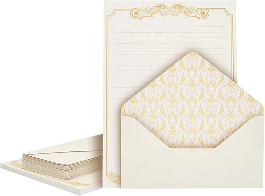 90 Pieces Stationery Paper Set for Love Letter, Party Invitations (60 Vintage-Style Sheets + 30 Envelopes)