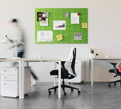 Large Felt Board Tiles for Wall with 30 Push Pins, 11.8"x11.8" Pack of 6 Pin Board Notice Boards for Home Office Kitchen, Bulletin Board Wall Tiles for Photos Memos (Green, 6 Pack)