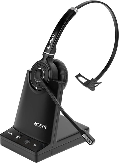 TruVoice Agent AW50 2-in-1 Wireless Headset with Noise Canceling Microphone for Desk Phone and PC | 500 FT Maximum DECT Range (15 x Bluetooth Distance) - Remote Answer Capability with Additional EHS