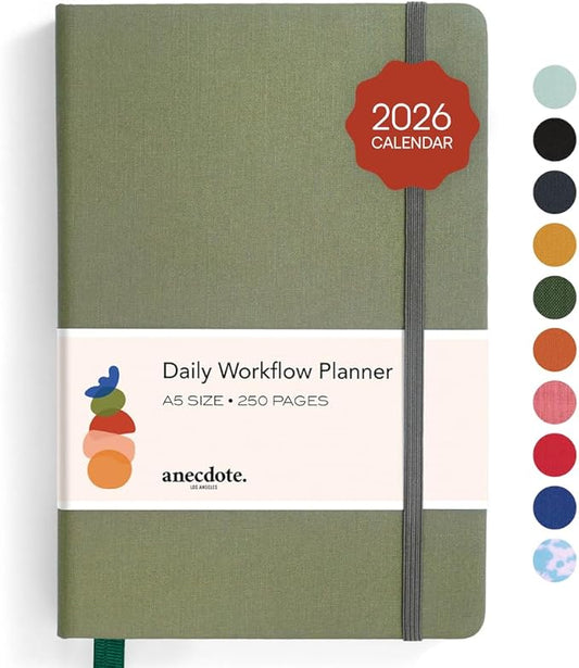 Anecdote 2026 Planner: A Monthly, Weekly & Daily Planner 2026 for Planning Your Success - A5 Size Hardcover Start Anytime and Achieve your Goals - Olive Green