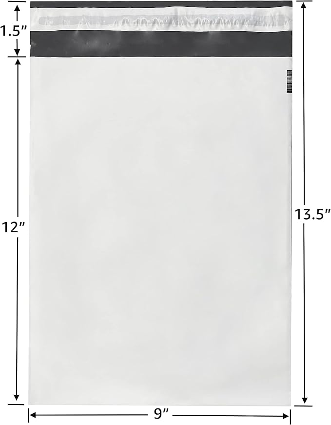 Colored Poly Mailers Pack of: Be creative with your packaging with Colored mailers (White, 9" x 12" pack of 200)