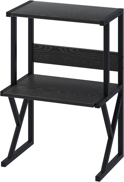 aboxoo Desktop Printer Stand with 3 Tier Wood Storage Shelves,Under Desk Printer Table,Multi-Purpose Home Office Desk Organizer for Fax Machine, Scanner (Black)