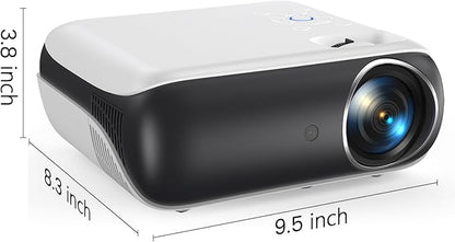 HAPPRUN Projector, Native 1080P Bluetooth Projector, Portable Outdoor Movie Projector, Full HD Mini Projector with Speaker for Home Bedroom, Compatible with Smartphone,HDMI,USB,AV,Fire Stick,PS5