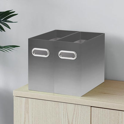 Oterri File Organizer, Small Storage Box, Cardboard File Folder Organizer, Collapsible File Box, Hanging File Organizer for Letter Size, Portable File Box, Only Box (Gradient Light gray,2 Packs)