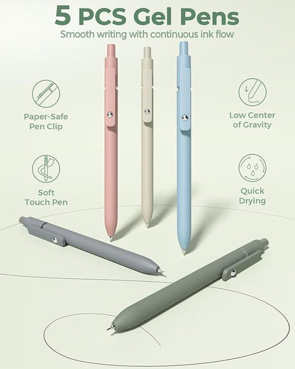 Four Candies 56 PCS Aesthetic School Supplies with Large Pencil Case, 6 Colored Ballpoint Pens, 12 Pastel Highlighters, 5 Black Ink Gel Pens, 9 Mechanical Pencils 0.5-2.0mm Student Essentials (Green)