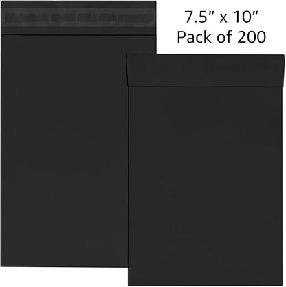 Colored Poly Mailers Pack of: (Black, 7.5" x 10.5" pack of 200) Be creative with your packaging with Colored mailers