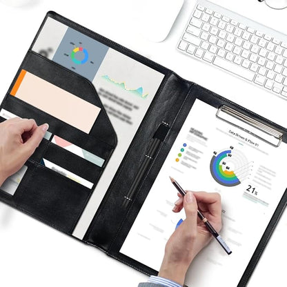 Cozeyat Padfolio with Clipboard for Men PU Leather Notepad Holder Legal Pad Holder Notebook Holder Ethnic Horse Design Padfolio - Business Gift