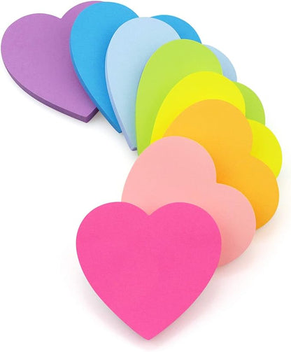 SIMONA Heart Shape Sticky Notes 8 Color Bright Colorful Sticky Pad 75 Sheets/Pad Self-Sticky Note Pads
