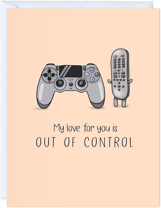 ALY LOU Anniversary Card for Her Him/Girlfriend Wife/Husband Boyfriend, Friendship Thank You Birthday Kawaii Greeting Card (Out Of Control - Video Game)