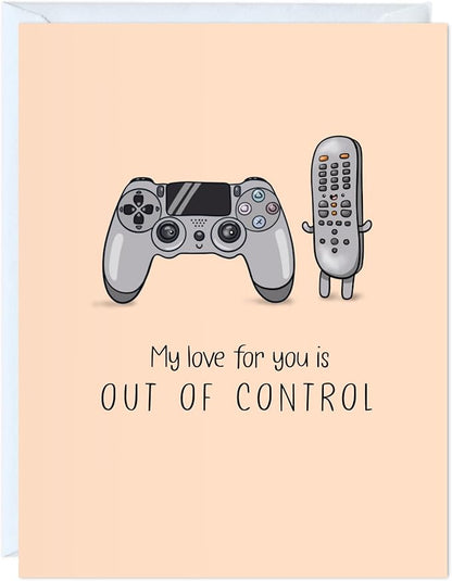 ALY LOU Anniversary Card for Her Him/Girlfriend Wife/Husband Boyfriend, Friendship Thank You Birthday Kawaii Greeting Card (Out Of Control - Video Game)