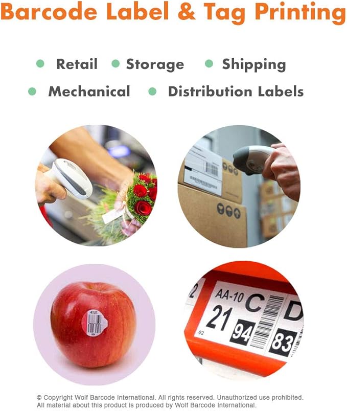 12 Rolls Wolfbarco 4.33" x 243' (110mm x 74m) Black Premium Resin-Enhanced Wax Thermal Transfer Ribbon Compatible with Zebra GC420t, GK420t, GX420t, GX430t, TLP2442, TLP2844, ZD220, ZD4 Printers