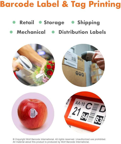 12 Rolls Wolfbarco 4.33" x 243' (110mm x 74m) Black Premium Resin-Enhanced Wax Thermal Transfer Ribbon Compatible with Zebra GC420t, GK420t, GX420t, GX430t, TLP2442, TLP2844, ZD220, ZD4 Printers