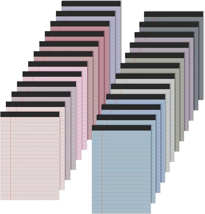 Lincia 24 Pcs 4" x 6" Legal Pad Writing Notepads Small Legal Pad College Ruled 30 Sheets Multiple Color Lined Note for Work 80 Gsm Paper for Grocery List Shopping List (Cute Color)