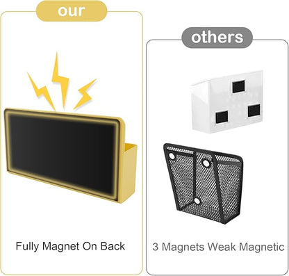 Magnetic Pen Holder,3 Compartments Magnetic Dry Erase Marker Holder,Extra Strong Magnet Storage Marker Pen Pencil Organizer for Refrigerator,Whiteboard,Locker Accessories(Long Style)