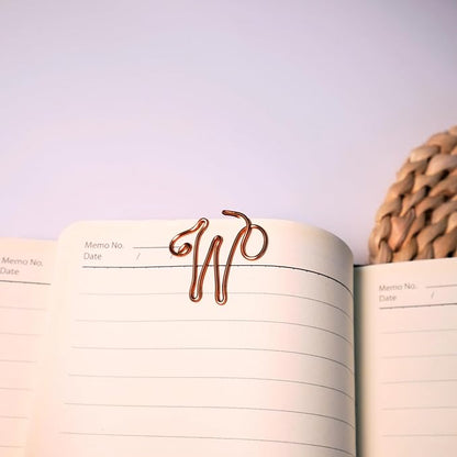 Personalized Initial Copper Bookmark, Set of 5, Handmade Copper Gift for Her, Him, Couple on Birthday, Wedding Anniversary, Alphabet Bookmark (W)