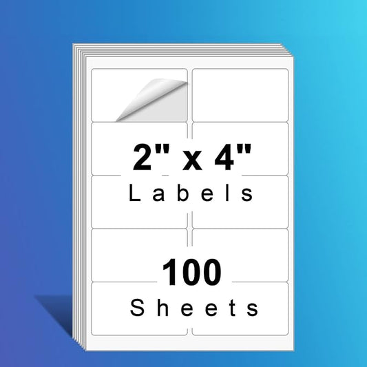 10up Shipping Address Labels 2 X 4 Label, Matte Stickers Paper Compatible with Laser & Ink Jet Printers, 100 Sheets-1000 Labels (5163/8163 /18163)