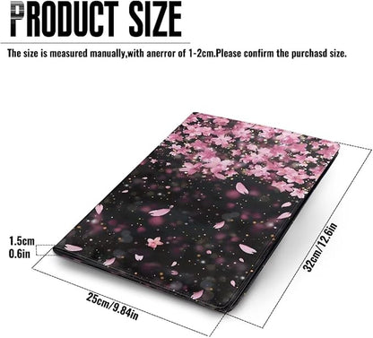 Office Folder Pink Cherry Blossom Print PU Leather Padfolio with A4 Size Clipboard Clip for Business Resume Interview Document Sleeve Binder Folder for Men/Women