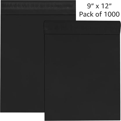Colored Poly Mailers Pack of: Be creative with your packaging with Colored mailers (Black, 9" x 12" pack of 1000)
