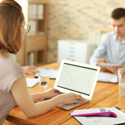 Hot Pink Calculator,UPIHO Hot Pink Office Supplies and Accessories, 10 Digits Solar Battery Basic Office Calculator, Desktop Calculator with Large LCD Display, Gifts for Coworkers