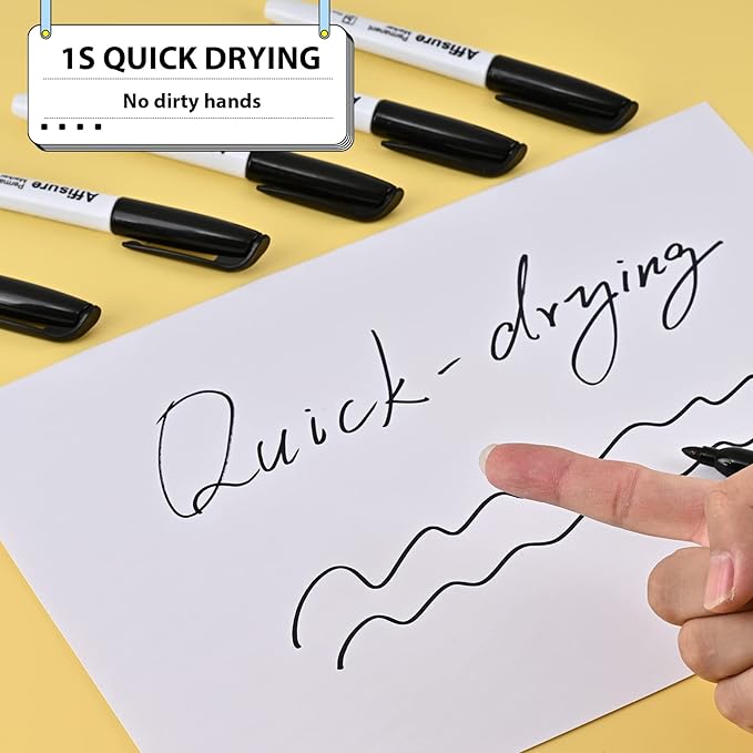 Permanent markers, 100 packs permanent markers bulk, quick drying in one second, waterproof, smooth, not easy to erase, durable, can be marked on glass, tiles and cloth, office supplies …