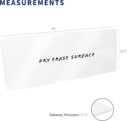 VIVO Dry Erase 60 x 24 inch Universal Solid One-Piece Table Top for Standard and Sit to Stand Height Adjustable Home and Office Desk Frames, Whiteboard Table Top, DESK-TOP6WE