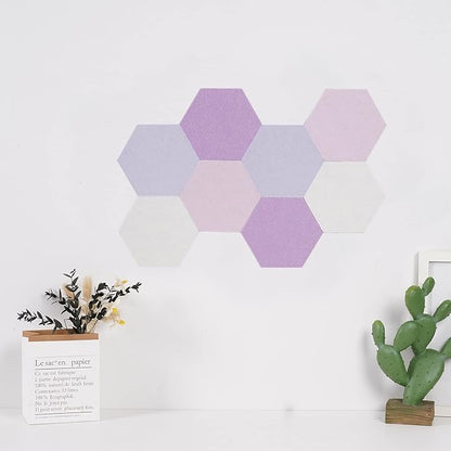 LAJAR 8 Pcs Hexagon Felt Bulletin Board Tiles, Self Adhesive Felt Pin Board Wall Tiles for Photos, Pictures, Memos (Pink)