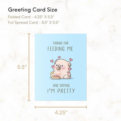 ALY LOU Anniversary Card for Her Him/Husband Boyfriend/Girlfriend Wife/Sarcastic Birthday Vday Greeting Card (Thanks for Feeding Me)