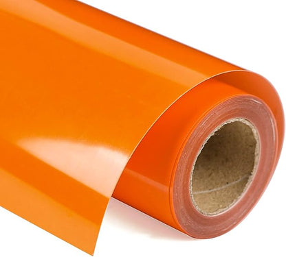 VINYL FROG Heat Transfer Vinyl Roll HTV Vinyl - 12"x12ft Orange Iron on Vinyl for T-Shirts, Heat Press Vinyl for DIY Craft Designs (Orange)